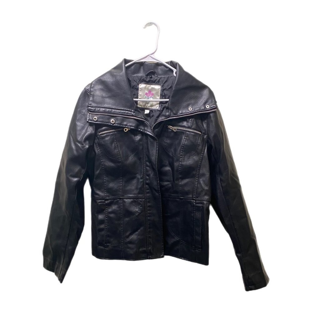 Frida G Faux Leather London Moto Jacket, Large, Pre-owned
